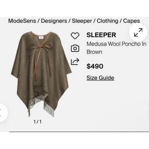 Sleeper Medusa Wool Poncho Size S/M NWT MSRP $490